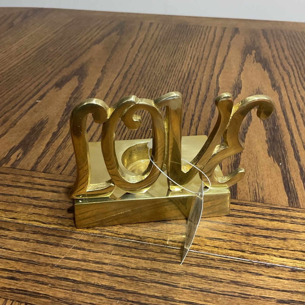 Gold Metal “LOVE” ❤️ Votive Candle Holder Valentine 💘 Tabletop Decor
